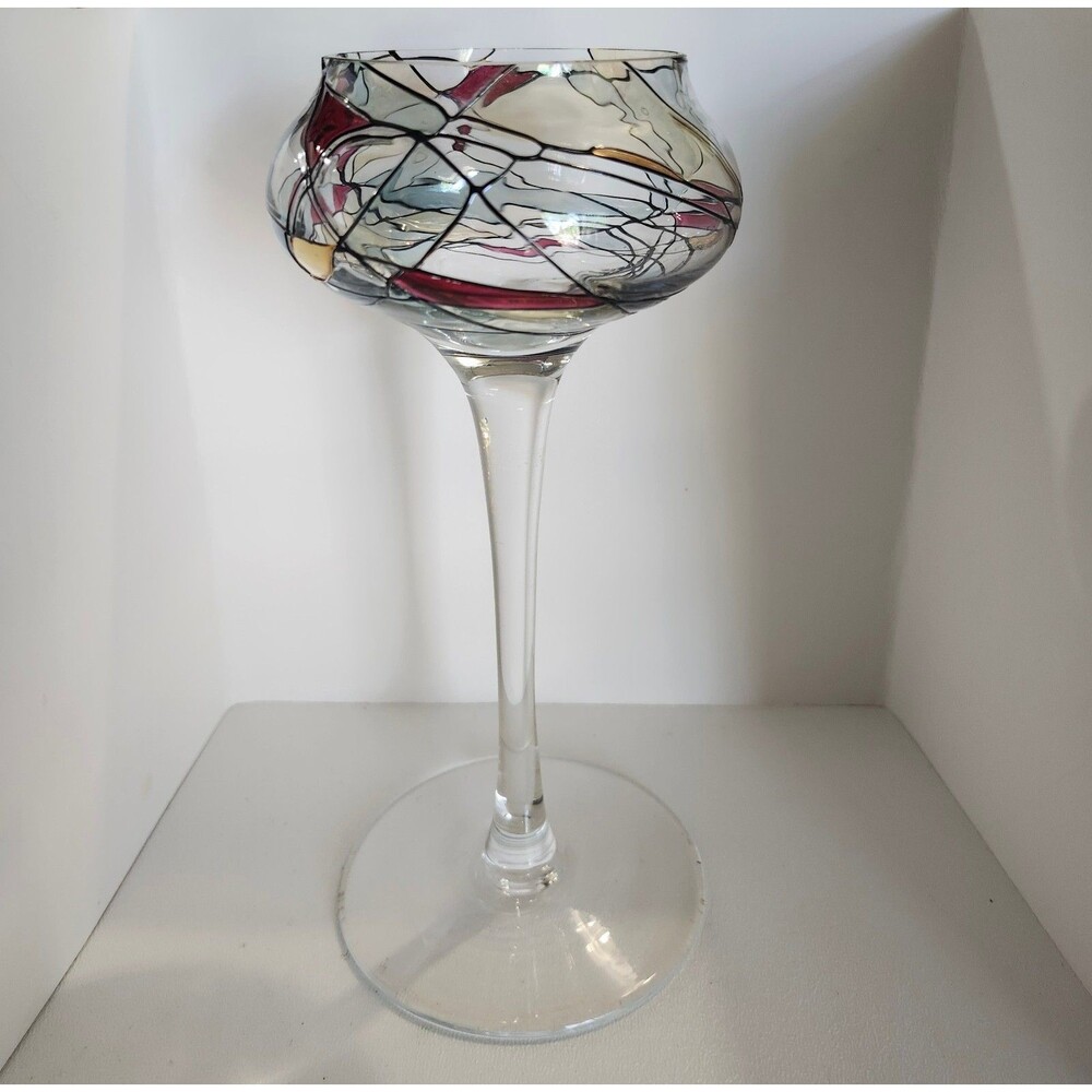 Stained Glass Votive Candle Holder 7.5”